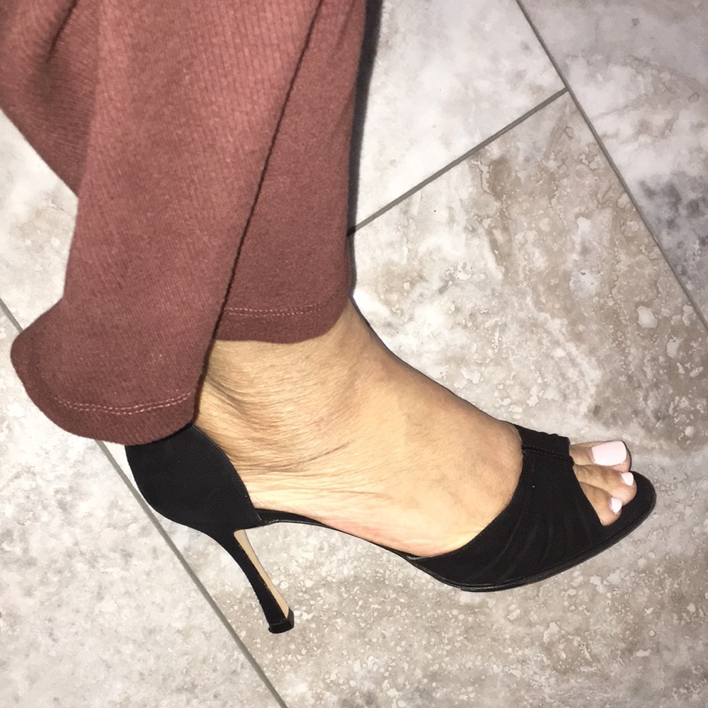 Manolo Blahnik Black Peep-Toe Heels